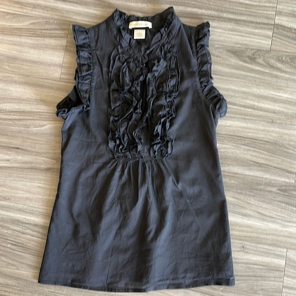 Arden B Black Ruffle Blouse Sleeveless Top | Medium | Feminine Romantic! WA-1588